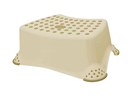Okt Taburete, Polipropileno, con Inserciones Antideslizantes, Crema, Beige, Mediano