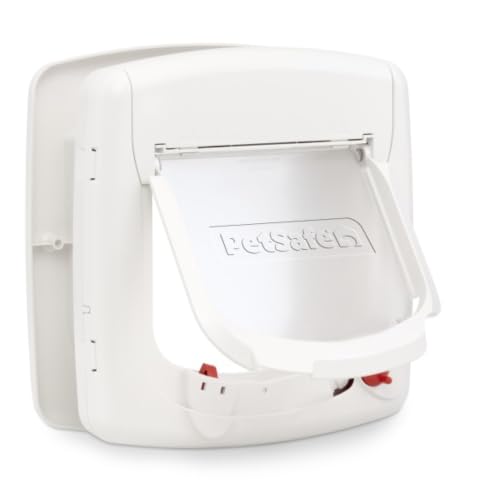 Petsafe - Chatière Magnétique Deluxe Staywell pour Chat avec Système De Verrouillage À 4 Positions - Collier avec Clé Magnétique - Facile À Installer – Blanc
