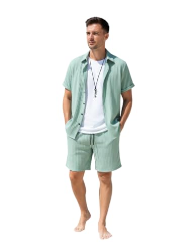 Men’s Coordinated Summer Outfit – Short Sleeve Shirt & Shorts Set – 75% OFF Deal