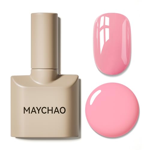 MAYCHAO Gel Nail Polish, 15ML Peach Pink Gel Polish, Soak Off UV LED Nail Varnish Nail Art Starter Manicure Salon DIY at Home, 0.5 OZ
