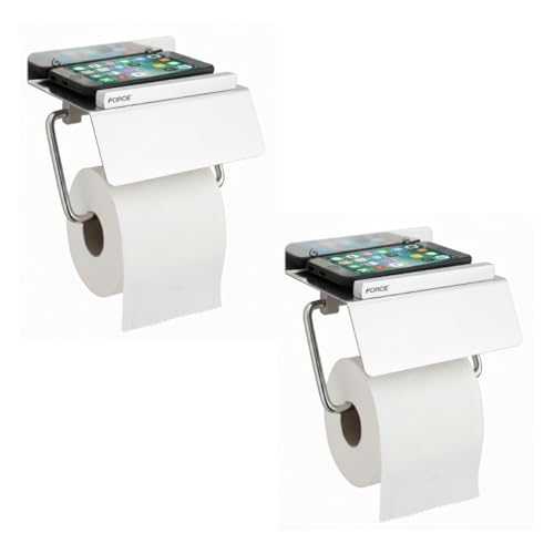 Image of Force Toilet Paper Roll Holder with Mobile Stand, Stainless Steel Toilet Paper Hanger with Stand in Bathroom, Toilet Paper Holder, Toilet Tissue Roll Holder for Bathroom, Pack of 2