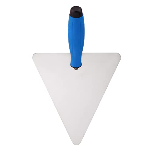 Mivos Maurerkelle Berliner Form 200 mm aus Edelstahl - Dreieckskelle für Mauererarbeiten - Rostfreie Kelle für Renovierungarbeiten - Putzkelle mit Softgriff - Made in EU