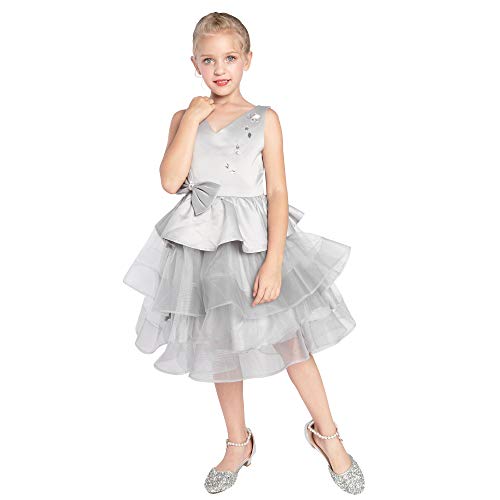 Sunny Fashion Flower Girls Dress Tiered Ruffle Skirt Blue Pageant Size 6-12