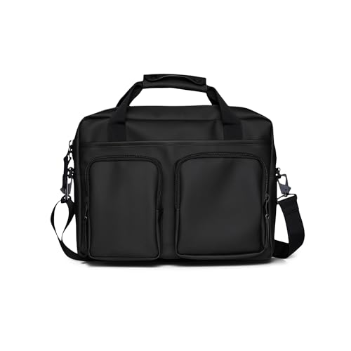 RAINS Texel Tech Laptop Bag Waterproof Bag for College, Work Fits 15 inches laptop Travel Backpack Front Zip Pockets (Black)