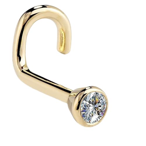 Zalkari 14k Yellow Gold Over Sterling Silver L Shaped Bezel Nose Pin 1.7mm (B0CLM11TG6) Amazon Price History, Amazon Price Tracker