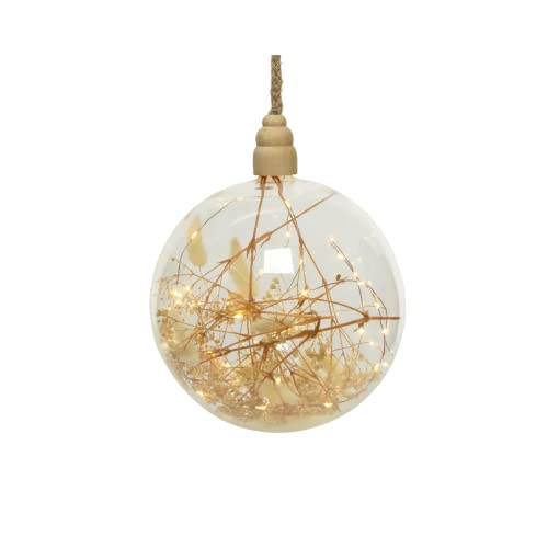 Lumineo Micro LED Kugel transparent mit Driedflowers 20 cm Kugel 20 cm, Seil 80 cm