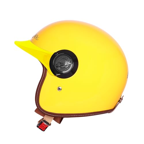 Image of Steelbird SBH 65 Retro 3.0 DOT and ISI Certified Open Face Helmet for Men and Women (Large 600 MM,Glossy Yellow)