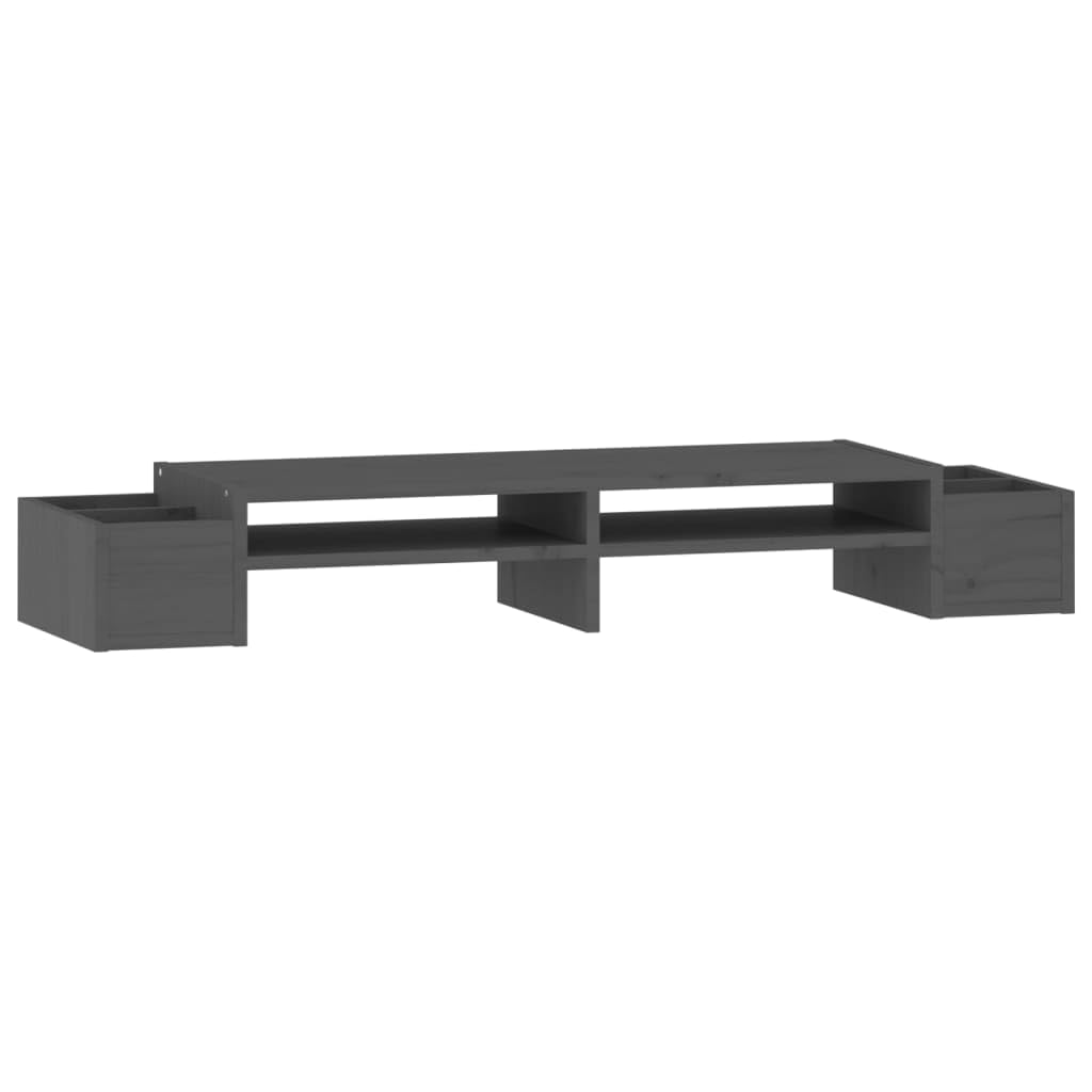 Supporto per monitor 100 x 27,5 x 15 cm in legno di pino solido grigio 02_0004465