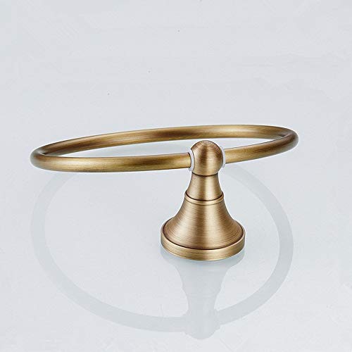Image of Leyden Towel Ring Antique Brass Hand Towel Holder Bathroom Accessories Brushed Shower Towel Hanger Round Wall Mounted