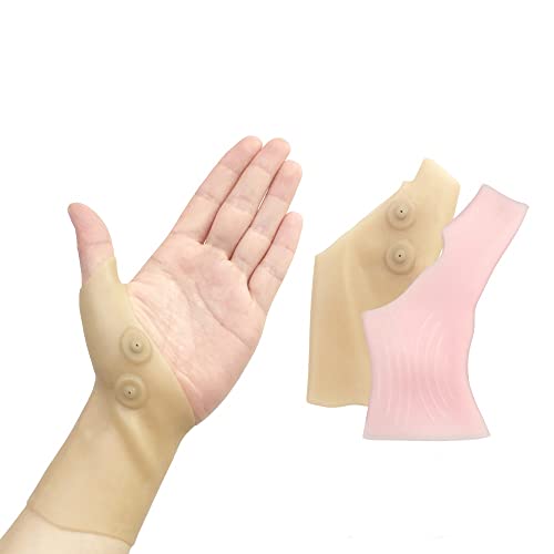 手首 サポーター シリコン サポーター 親指 固定 テーピング サポーター (ベージュ(磁石入り))