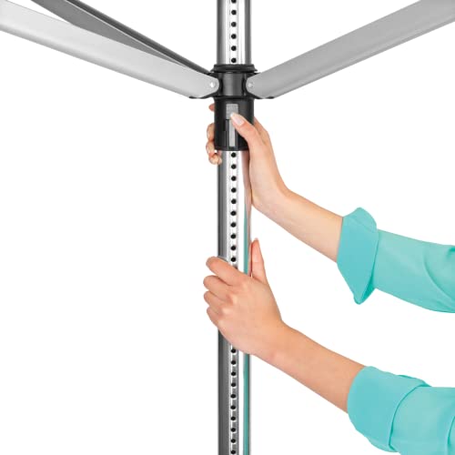 Image of Brabantia Lift-O-Matic Outdoor 4 Arm Clothesline (164 ft /O 1.8 inch) Height Adjustable, Folding Clothes Drying Rack + Ground Spike & Cover (Gray)