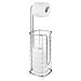 mDesign Free Standing Toilet Paper Holder Stand and Dispenser, with Storage for 3 Spare Rolls of Toilet Tissue While Dispensing 1 Roll - for Bathrooms/Powder Rooms - Holds Mega Rolls - Chrome