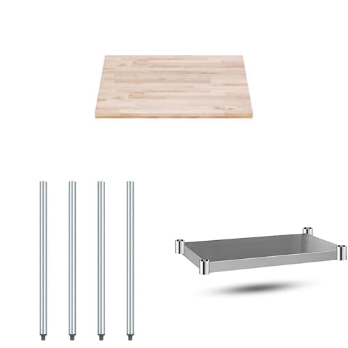 DuraSteel Butcher Block Table Top - 30 x 36 Maple Countertop Work Bench Top for Cabinet, Kitchen, Restaurant, Coffee, Desk, Bar Table - Optional Base Leg Units