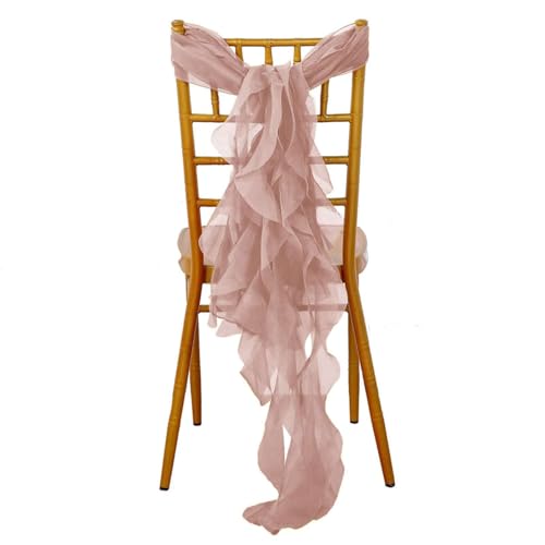 10 Dusty Rose Curly Chiffon Chair Sashes Bows Ties -