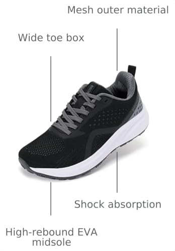 Image of BRONAX Womens Wide Toe Box Road Running Shoes S71 | Wide Width, Breathable, Plantar Fasciitis, EVA Midsole, Non Slip, Rubber Outsole, Female, Comfortable, Athletics, Bunions