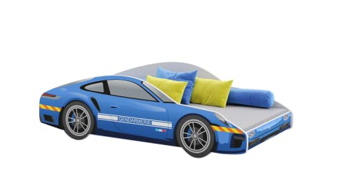 KOBI Lit de Voiture Enfant Genadarmerie 160x80cm, en Ensemble avec Matelas et sommier
