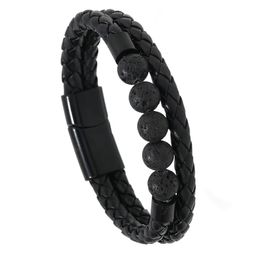 Image of Nakabh Titanium Steel Vegan Leather Micro Insert Bracelet for Men & Boys