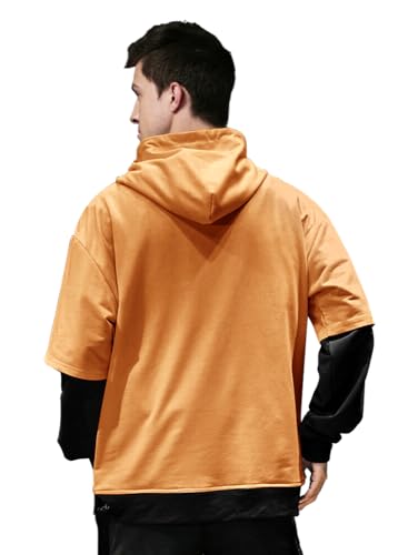 Image of EYEBOGLER Men's Colorblocked Hooded Neck Cotton Blend Full Sleeves Regular Fit Sweatshirt