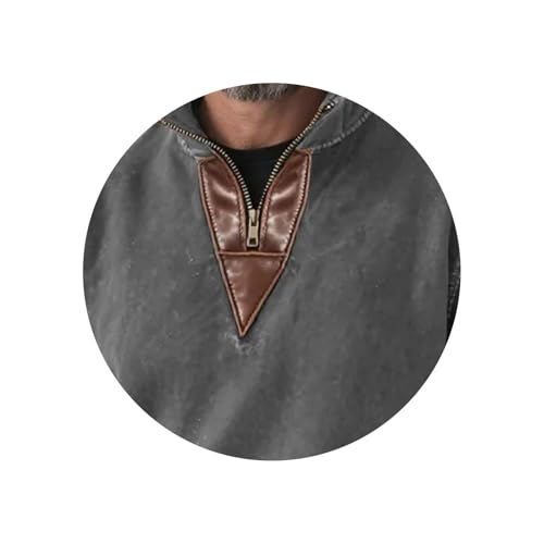 Mens Sweatshirt Quarter Zip Pullover Casual Vintage Acid Wash Sweatshirt Mock Neck Long Sleeve Fall Winter Streetwear3