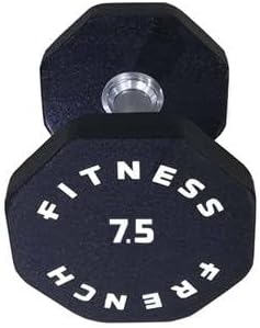 French Fitness Urethane 8-Sided Hex Dumbbell 7.5 lbs - Single, Durable Odorless Urethane, Shock-Resistant, Knurled Steel Handle for Secure Grip, Ideal for Strength Training & Muscle Toning