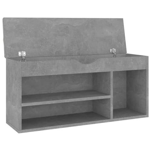 Coussin amovible et étagères modulables pour ce banc à chaussures gris