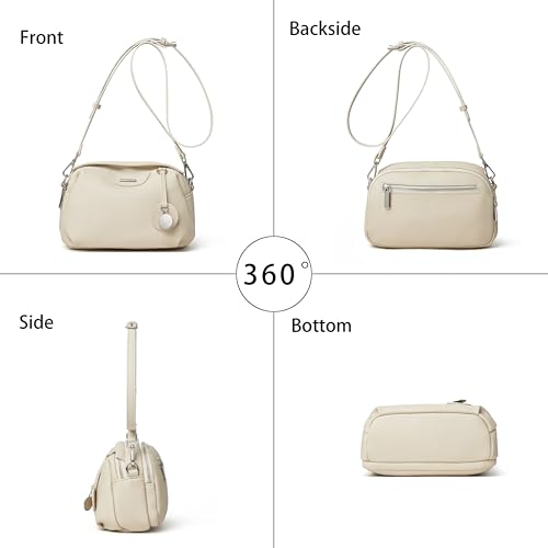 DAILANDO Genuine Leather Crossbody Purse, Women Triple Pockets Shoulder Saddle Bag With Two Detachable Long Straps3