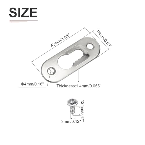 Image of DTGN 42 x 16mm Keyhole Hanging Plate Single Hole Hook with Screws - 50Pcs - Good for Hanging Paintings Picture - Frame Hook Photos - Silver