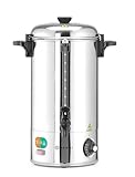 HENDI Heißgetränkespender, einwandig, für Glühwein und Wasser, tropffreier Zapfhahn, Wasserstandsanzeige, Glühweinkocher, Heißgetränkeautomat, 9L, 230V/2200W, 340x227x(H)468mm, Edelstahl