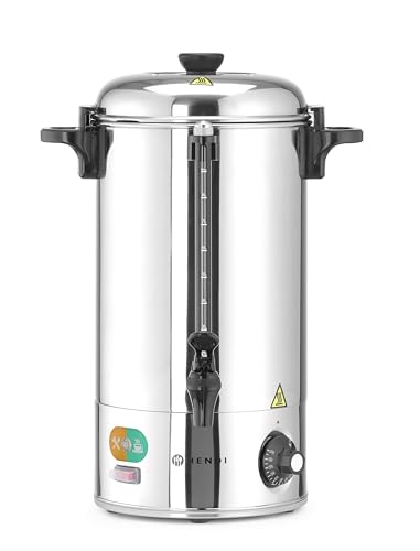 HENDI Bollitore per Bevande Calde Elettrico, a Parete Singola, Distributore per Vin Brulé et Acqua Bollente, 94–99°C, 9L, 230V/2200W, 340x227x(H)468mm, Acciaio Inox
