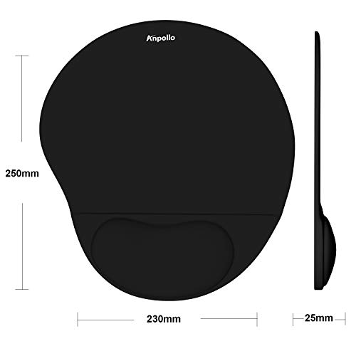 Anpollo Ergonomisches Gel-Mauspad, geeignet für Computer und Laptops, Handballenauflage der Maus gegen Sehnenprobleme, Schwarz – Bild 3