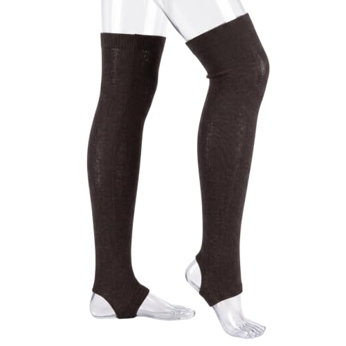 Image of Tipi Toe Women's Stirrup Yoga Socks, Lightweight Knee-High Leg Warmers, Open Heel Non-Slip Design. Ideal for Yoga & Dance