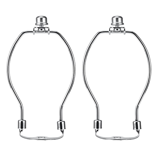 Lamp Harp 6 Inch, 𝐋𝐢𝐠𝐡𝐭 𝐃𝐮𝐭𝐲 Lamp Shade Holder Replacement With Finial And Detachable Saddle Base, Set Of 2 Diy Lighting Accessories Kit, 𝐒𝐢𝐥𝐯𝐞𝐫 𝐍𝐢𝐜𝐤𝐞𝐥 Bracket #TOP6