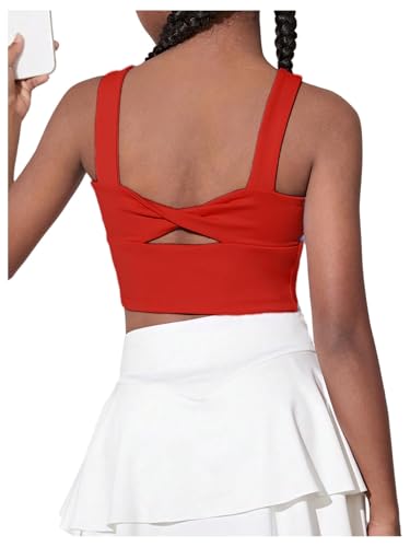 Image of WDIRARA Girl's Twist Back Sports Bras Backless Tank Top Workout Sports Shirts for Gym