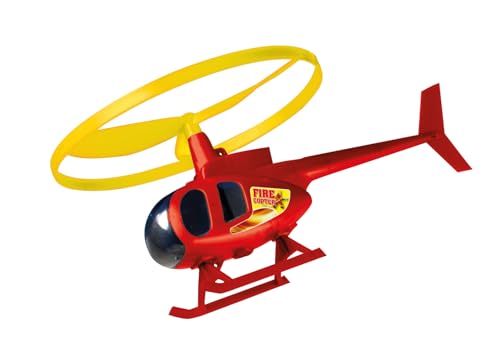GÜNTHER FLUGSPIELE 1678 - Hubschrauber Fire Copter, ca. Ø 12,5 cm, Feuerwehr Helikopter mit Schnellstartgriff und Zugstarter, steigt hoch & fliegt weit, Spielzeug für Kinder ab 4 Jahren