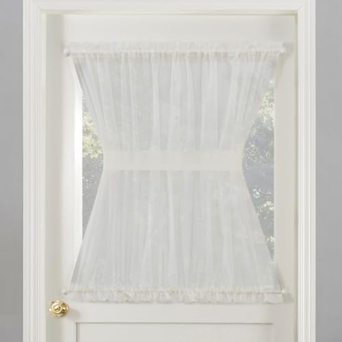 Image of No. 918 Emily Sheer Voile Rod Pocket Door Curtain Panel, 59 inch x 72 inch, Eggshell Off-White