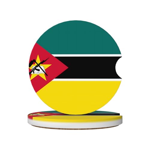 Lot de 2 dessous de verre en céramique avec motif drapeau du Mozambique - Accessoires d'intérieur de voiture