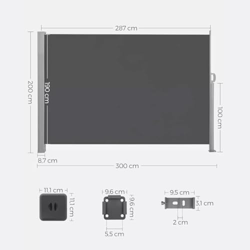 Evita miradas vecinales con este toldo lateral de aluminio impermeable gris 7