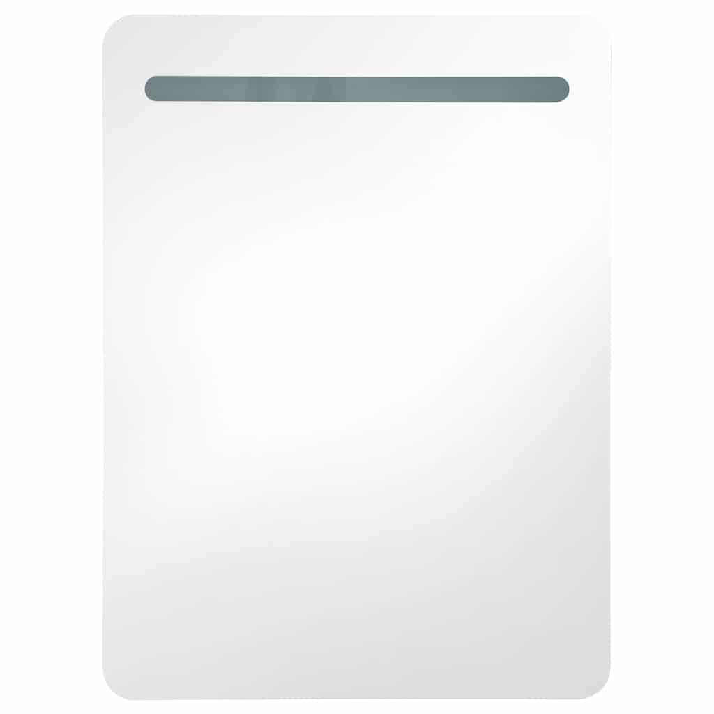 Armario de Tocador con Espejo LED, Mueble de Baño Moderno con Luz Integrada y Estantes de Almacenamiento, Hecho de Tablero MDF con Acabado de Melamina para Uso