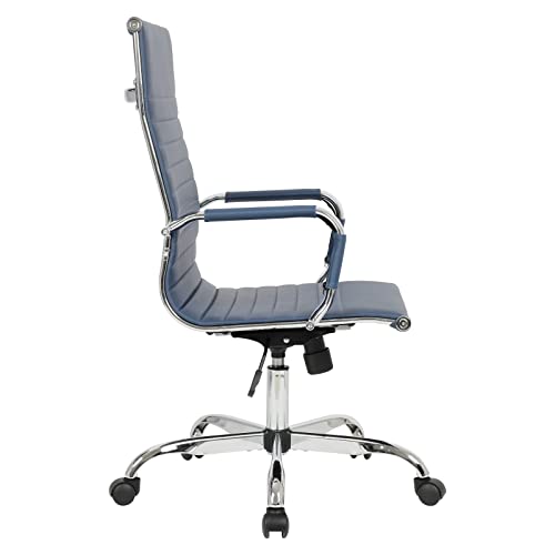 Leisuremod Harris Modern Adjustable Swivel Leather High-Back Task Office Chair, Navy Blue #TOP4