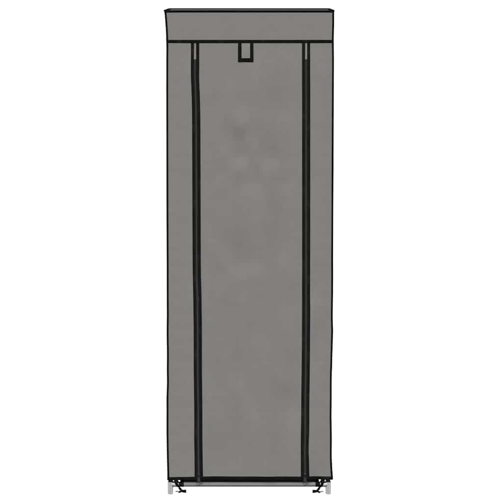 Zapatero con cubierta gris 57 x 29 x 162 cm de tela, 8 niveles para hasta 20 pares de zapatos, almacenamiento de zapatos con funda de tela no tejida