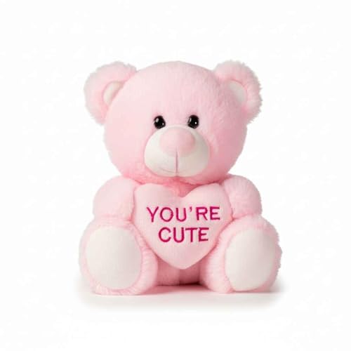 Image of DearJoy Teddy Bear with Message on a Heart Pink 30 cm