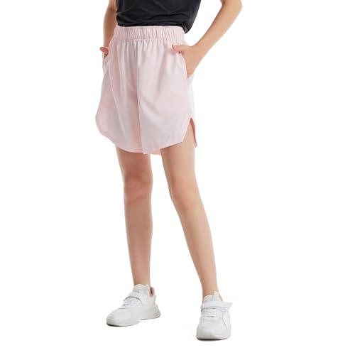 4 Packs Girls Athletic Shorts with Pockets Running Active Shorts Dry-Fit, Sports Workout Shorts for Kids Teens2