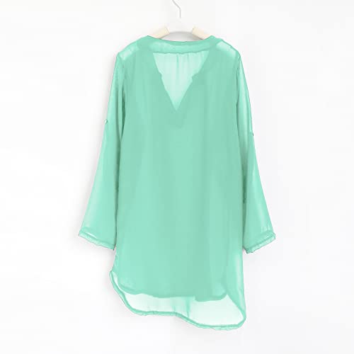 Girls Swim Cover Ups for Kids Swimsuit V Neck Chiffon Shirt Beach Coverups for Teen Girls Bathing Suits Solid Swimwear4