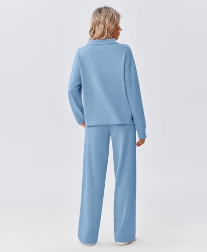 Image of PINSPARK 2 Piece Sets for Women 1 /2 Zip Sweatsuit Loose Fit Sweatshirt Straight Leg Pants 2026 Matching Outfit Fall Tracksuit