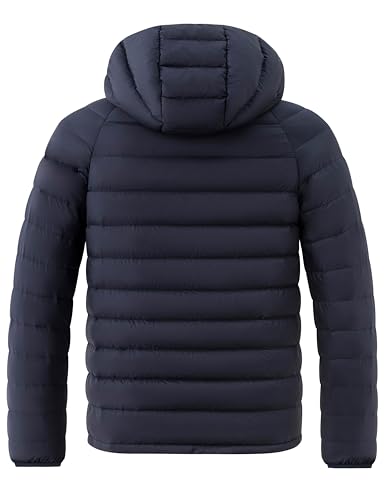 wantdo Men's Light Down Jacket Lightweight Bubble Coat for Travel (Navy, Medium)