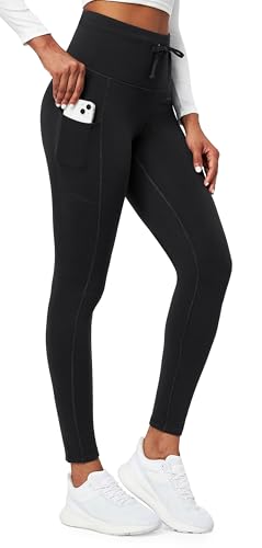 Ewedoos Womens Fleece Lined Leggings with Pockets Water Resistant High Waisted Thermal Winter Leggings for Women Hiking