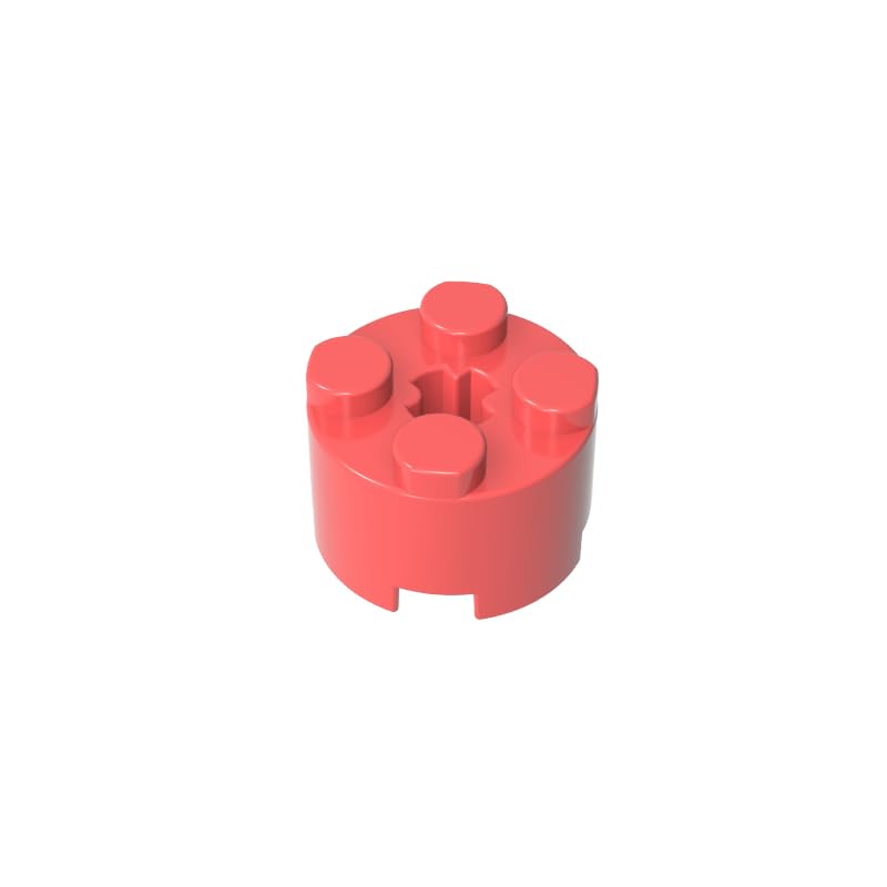 Gobricks 6143 Round Brick Brick Round 2x2 with Axle Hole 50 Pieces GDS-607 Compatible with Lego Building Blocks Color:Neon Orange — image 1