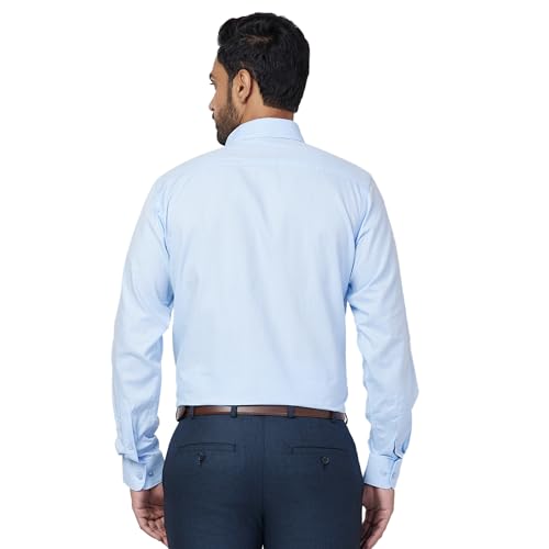 Image of Raymond Men Cotton Slim Fit Structure Pattern Semi Cut Away Collar Formal Shirt
