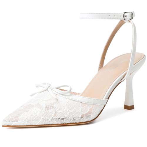 Image of Susanny Heels for Women Stiletto Closed Pointed Toe Backless Dress Shoes High Heels Sexy Kitten Pumps Wedding Guest Party Dance Prom Dressy Comfort Shoes
