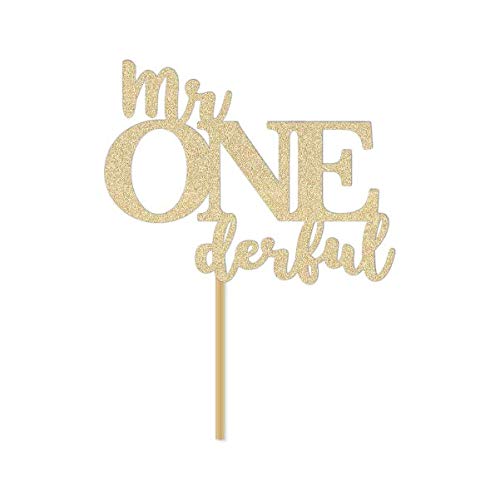 Amazon.com: Gold Mr Onederful Cake Topper | 1st Birthday Decorations ...